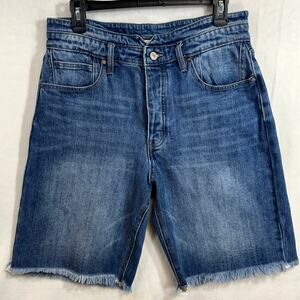 Ran Can Shorts 29 Distressed Whiskered Denim Medium Wash Frayed Maurices Bermuda